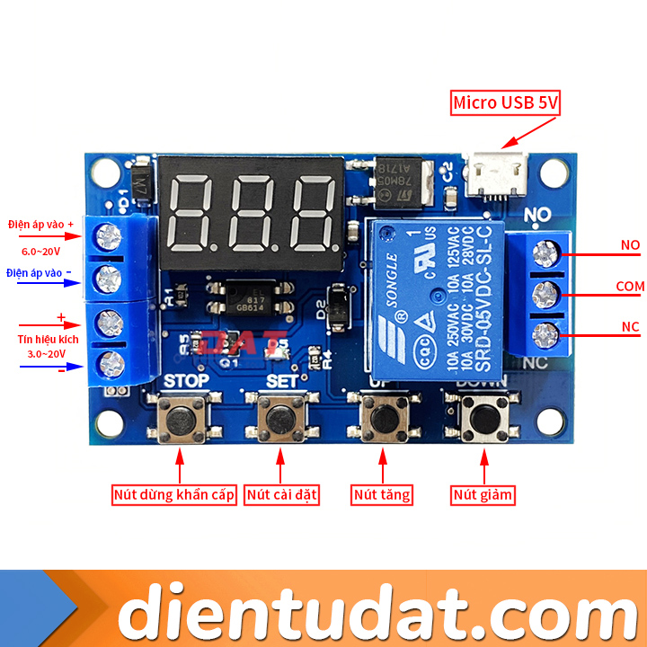 Mạch Tạo Trễ Theo Chu Kì Đóng Ngắt Relay 0 Giây - 99 Giờ WT104