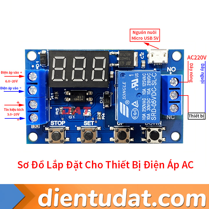 Mạch Tạo Trễ Theo Chu Kì Đóng Ngắt Relay 0 Giây - 99 Giờ WT104