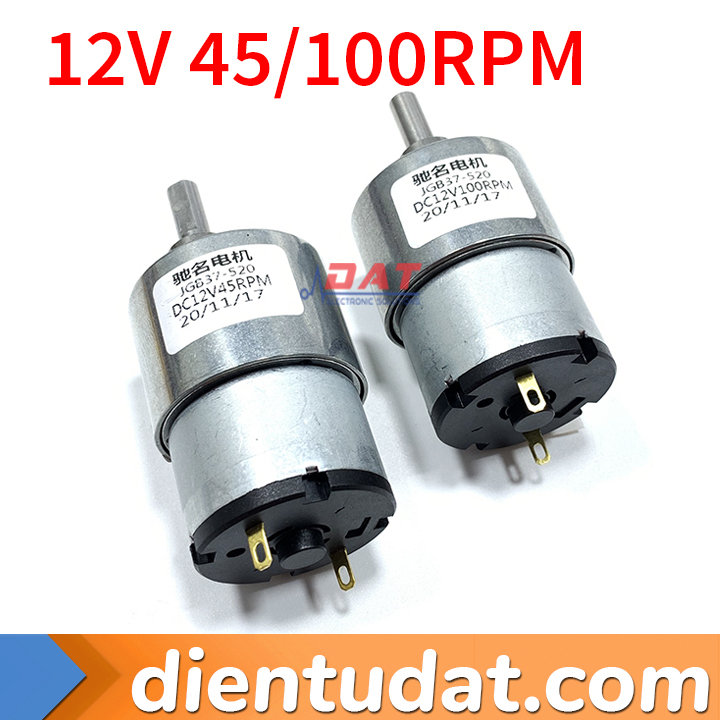 Motor Giảm Tốc  DC 12V 45RPM 100RPM JGB37-520