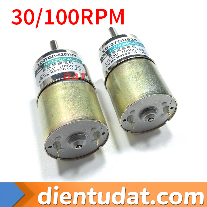 Motor Giảm Tốc DC 12V XD-37GB520 30RPM 100RPM