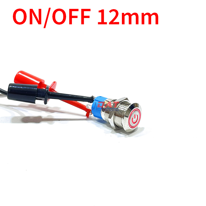 Nút Nhấn Tự Khóa ON OFF 12mm Vòng Đèn Biểu Tượng Nguồn - Đỏ