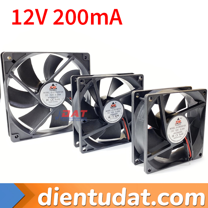 Quạt Tản Nhiệt 12V 200mA 8cm 9cm 12cm