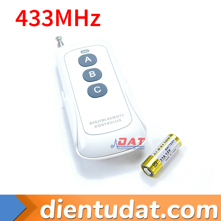 Remote RF 3 Nút ABC 300 Mét Kèm Đế - 315MHz 433MHz