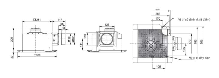 Chi tiết sản phẩm Quạt thông gió âm trần Mitsubishi VD-15ZP4T5-D