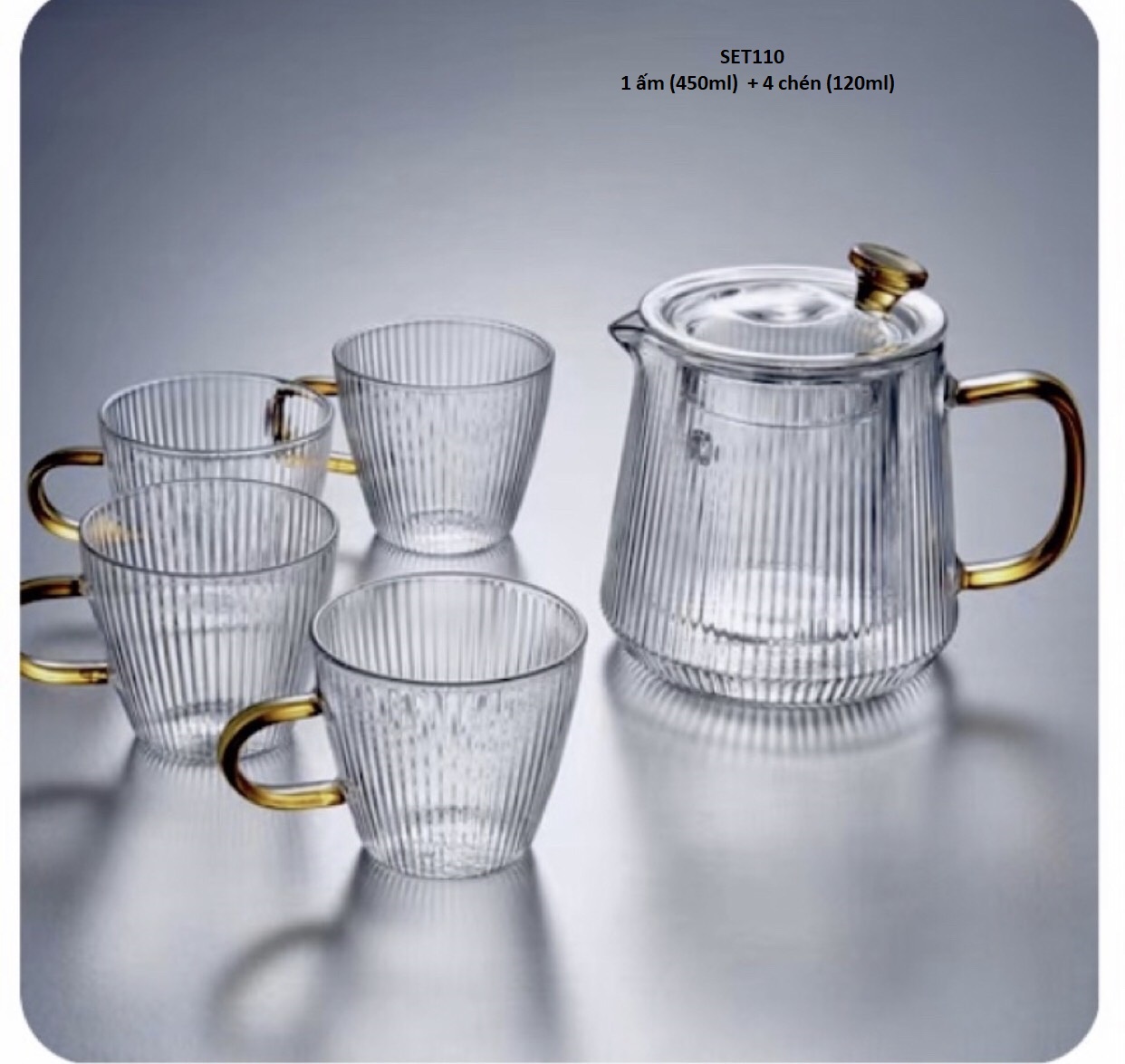 Bộ ấm chén thủy tinh SET110