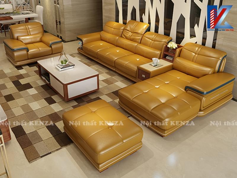 Bàn ghế phòng khách hiện đại màu kem