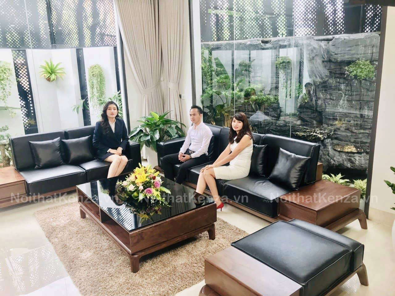 sofa gỗ bộ chân cong 3