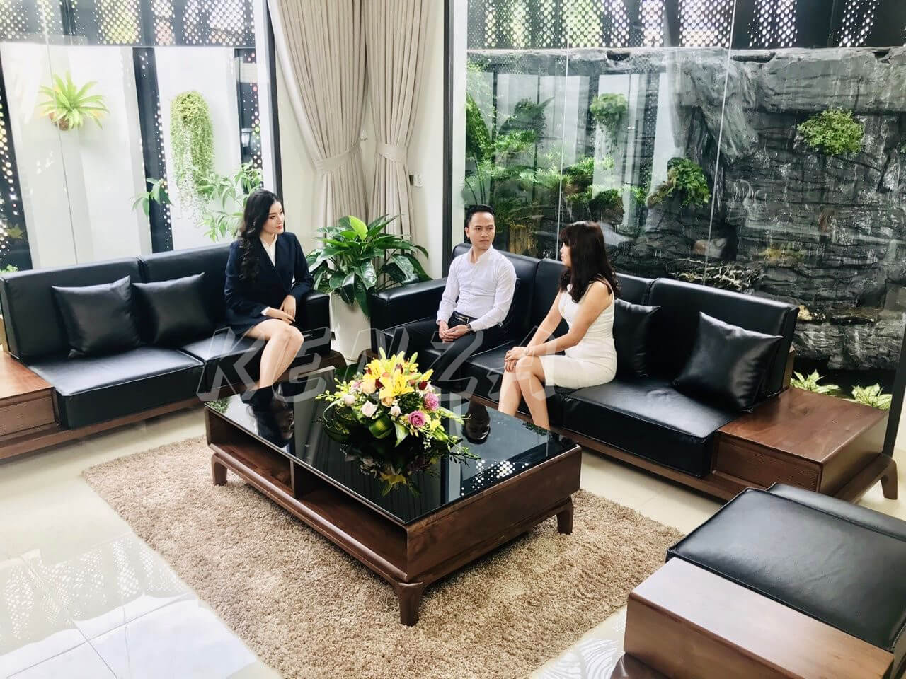 sofa gỗ bộ chân cong 1