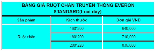 Bảng giá Ruột Chăn Truyền Thống Everon Standard (loại dầy)