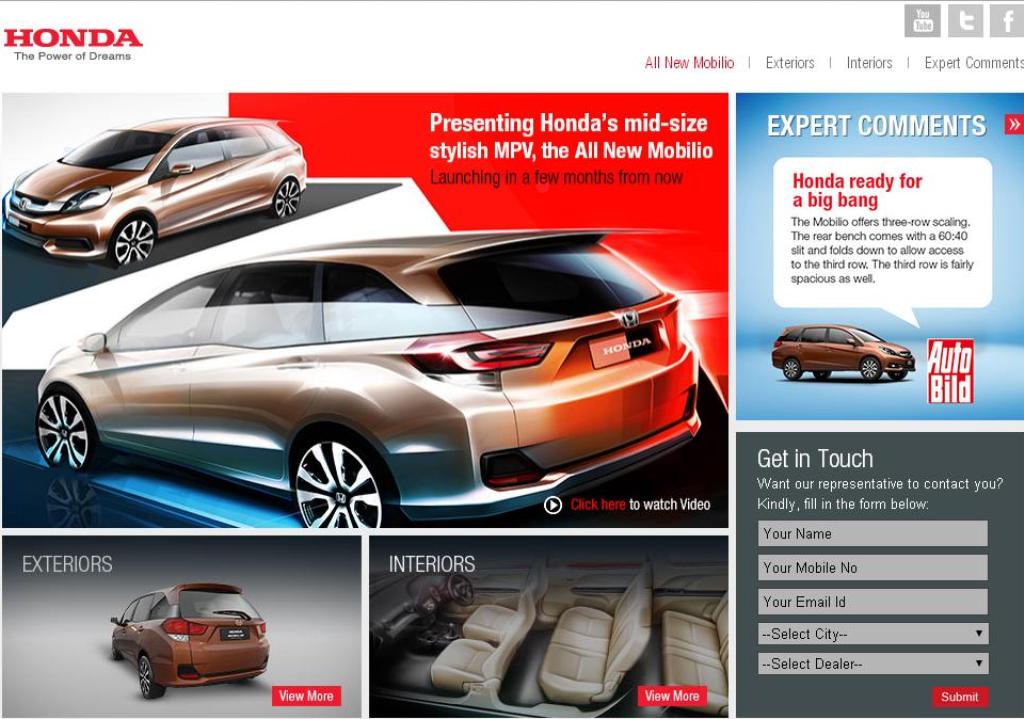 Honda quảng cáo Mobilio tại Ấn Độ Honda quảng cáo Mobilio tại Ấn Độ