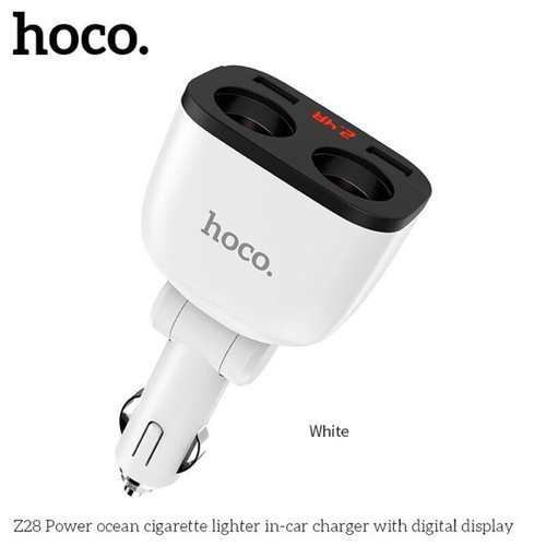 CÓC SẠC XE HƠI 2 CỔNG USB HOCO Z28 - MÀN HÌNH LED