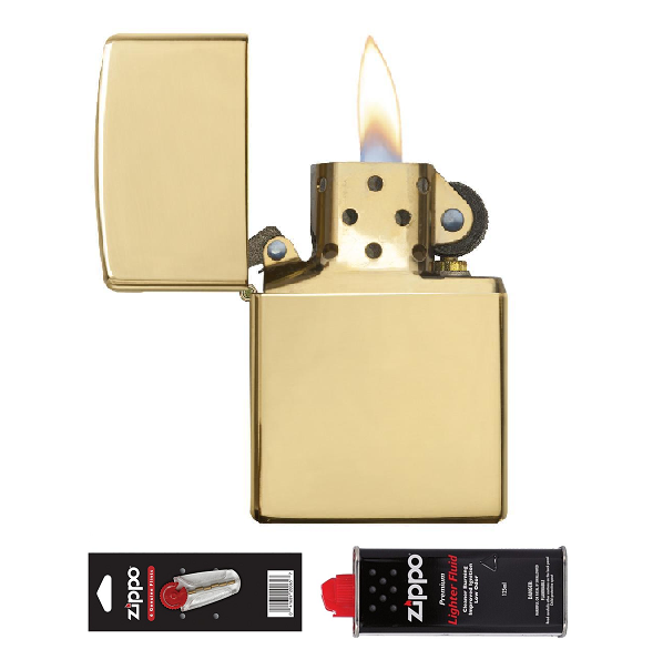 Combo Zippo Trơn tặng Đá Lửa + Xăng Thơm