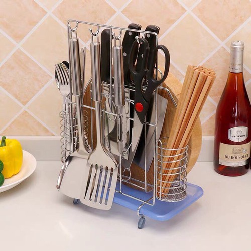 Giá để dao thớt inox 304 có ống cắm đũa thìa