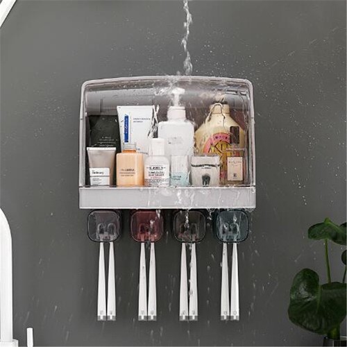 Hộp đựng dụng cụ nhà tắm kèm 4 ly có nắp chắn nước