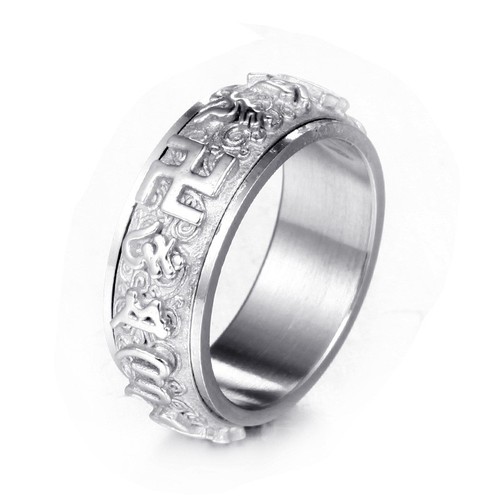 NHẪN OM MANI PADME HUM XOAY KHẮC CHỮ VẠN (TANG CHUOI MAT HO TY HUU)