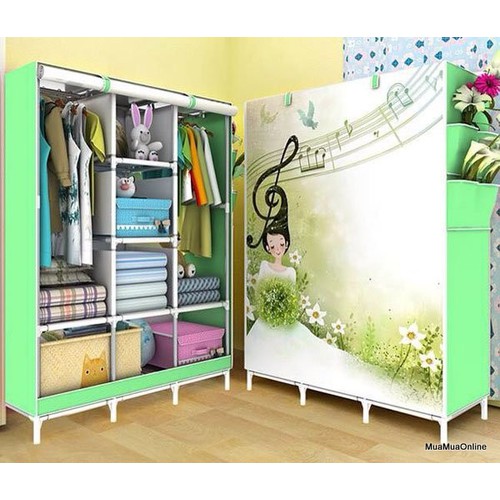 Tủ Vải Xếp 3D 3 Buồng 8 Ngăn 175 X 45 X 130 Cm Cao Cấp