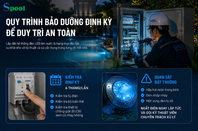 Bảo dưỡng hệ thống đèn định kỳ để đảm bảo khả năng vận hành ổn định, phát hiện sớm những sự cố về điện có thể xảy ra