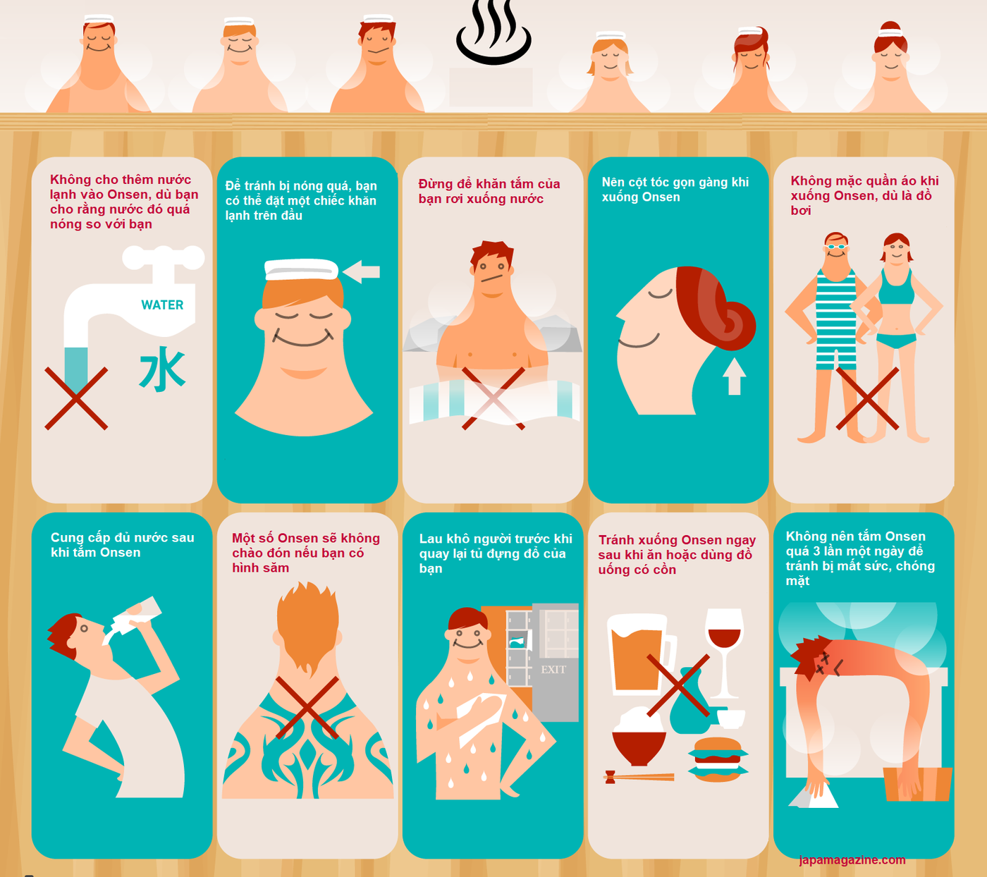 Lưu ý khi tắm tại bể tắm Onsen