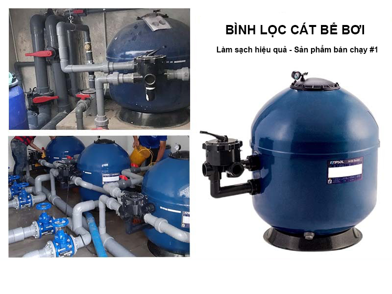 bình lọc cát bể bơi giúp làm sạch hiệu quả