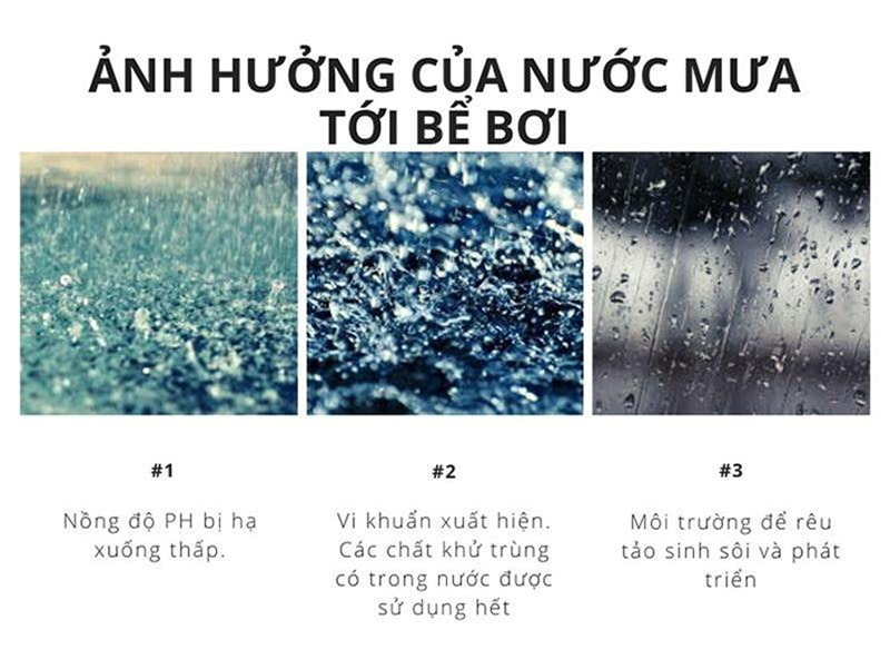 Nước mưa ảnh hưởng tới bể bơi như nào