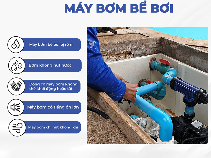 Sự cố máy bơm bể bơi hay xảy ra