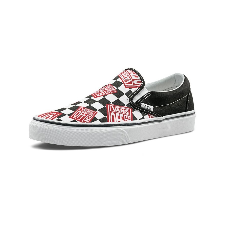 VANS CHECKERBOARD SLIP-ON CLASSIC OFF THE WALL BLACK/RACING RED