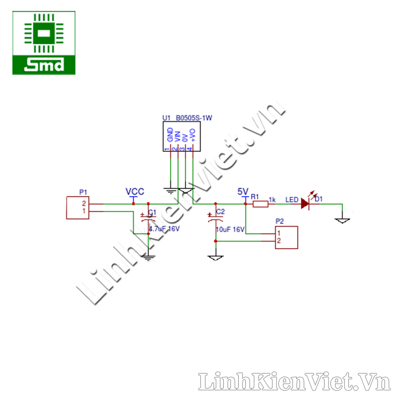 Module nguồn cách ly B0505S-1W DC-DC (5V-5V) – Linh kiện điện tử SMD