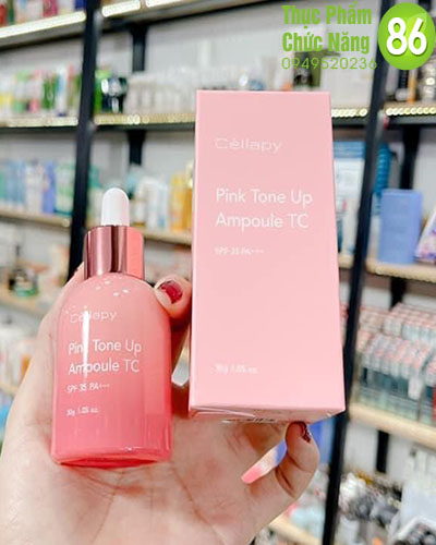 Tinh Chất Dưỡng Trắng CHỐNG NẮNG Căng Bóng Nâng Tone Da CELLAPY PINK TONE UP AMPOULE