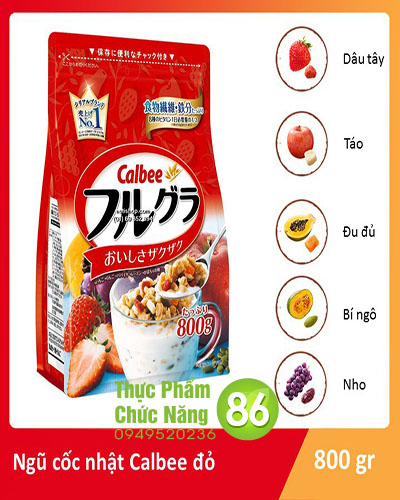 Ngũ cốc CALBEE Nhật Bản màu đỏ 800g - Ăn Liền