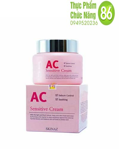 Kem dưỡng da cao cấp dành cho da nhạy cảm, da dầu, da mụn phục hồi da hư tổn AC Sensitive Cream Skinaz Hàn Quốc - 100 ml