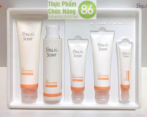 Bộ sản phẩm dưỡng trắng da ,trị nám tàn nhang V12 Brightening Stella's Scent Hàn Quốc chính hãng