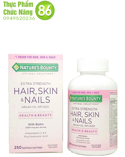 Viên uống đẹp da tóc và móng Nature’s Bounty Hair Skin & Nails 250 viên