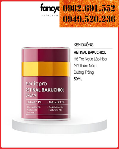 Kem Dưỡng CGF Medicpro Retinal Bakuchiol Cream - Hỗ Trợ Tái Tạo, Trẻ Hóa Da, Mờ Thâm Nám, Dưỡng Trắng 50ML
