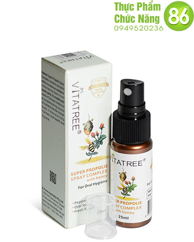 Xịt Ong Thảo Dược Vitatree Super Propolis With Manuka Honey 25ml của Úc - Giảm Ho Cho Bé