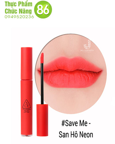 Son kem lì 3CE Velvet Lip Tint Save Me - San Hô Neon