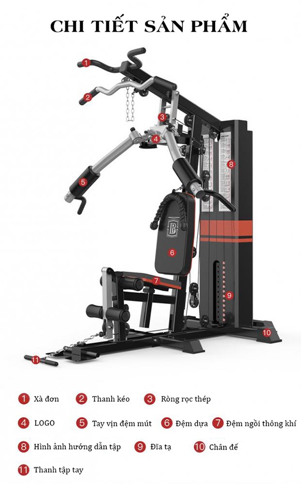 Chi tiết Giàn tạ đa năng 708