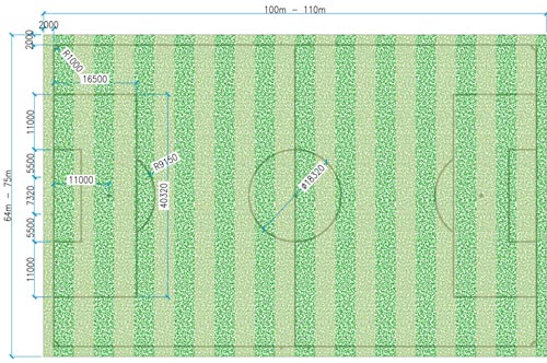 Kích thước sân bóng đá 11 người tiêu chuẩn thi đấu