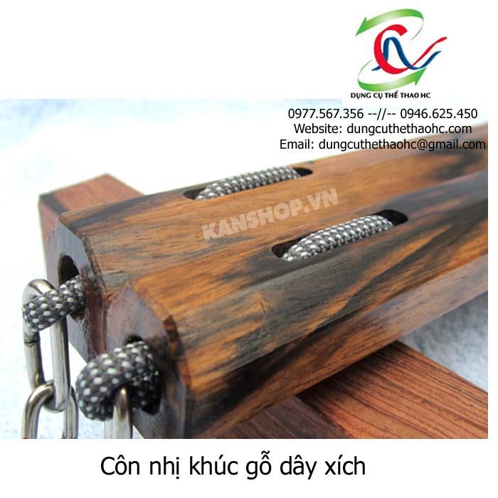 Côn nhị khúc gỗ dây xích chắc chắn