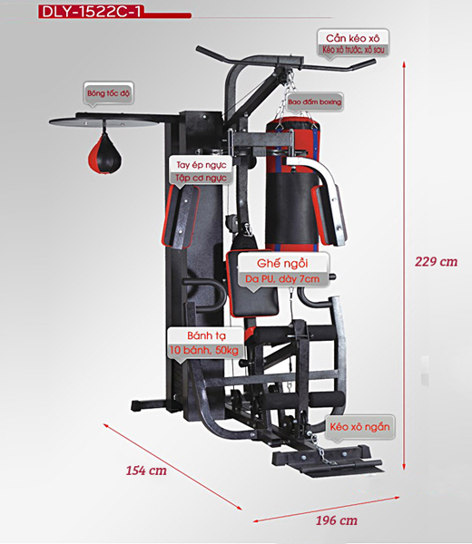 Giàn tập tạ đa năng DLY 1522C-1 chính hãng