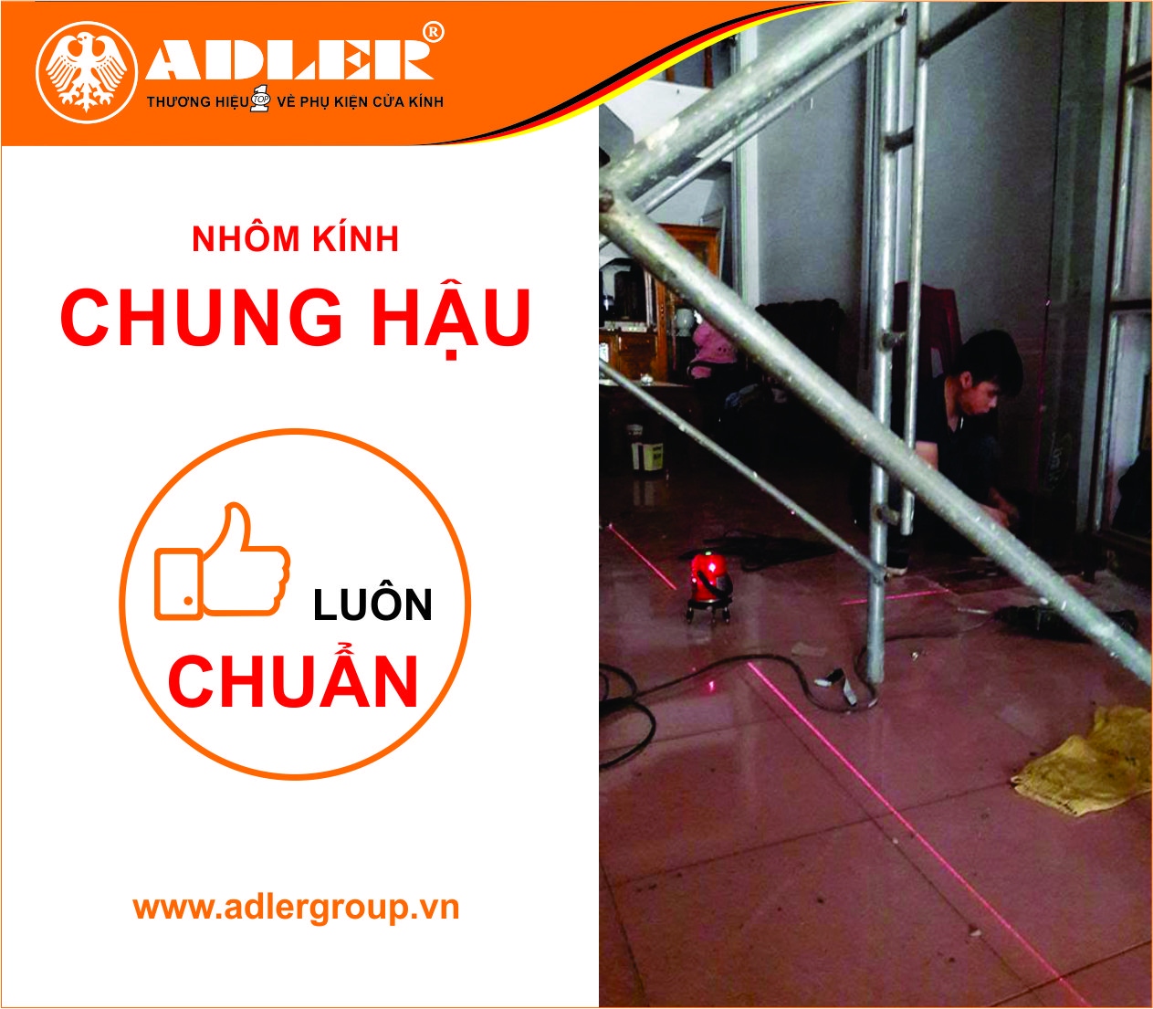 Anh thợ lắp đặt Chung Hậu luôn cẩn thận, tỉ mỉ với công trình của mình