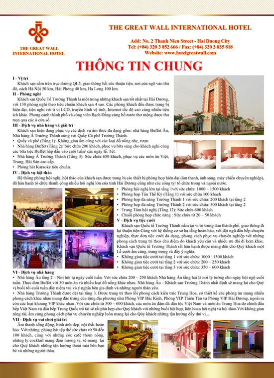 Thông tin chung khách sạn