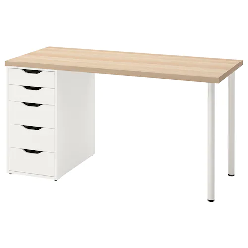 BÀN LÀM VIỆC LAGKAPTEN / ALEX IKEA - MẶT SỒI/TRẮNG 140x60 cm