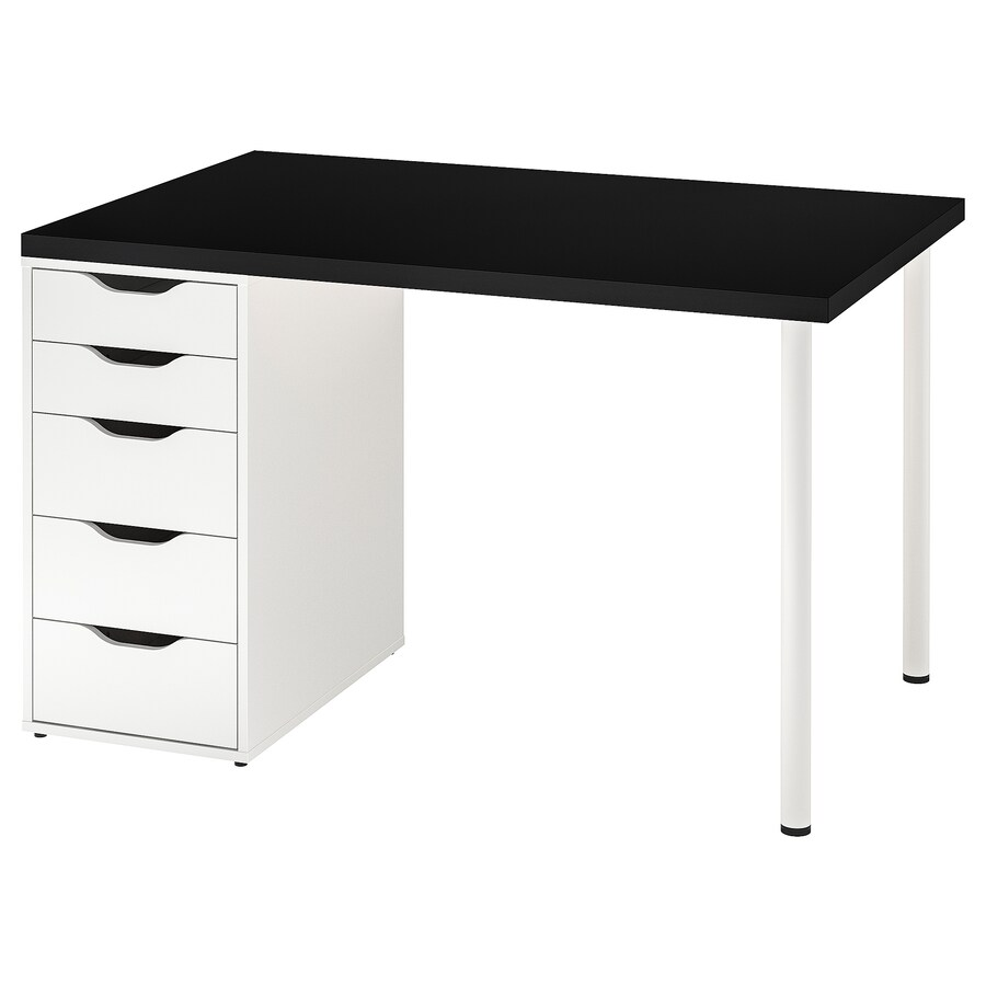 BÀN LÀM VIỆC MÅLVAKT / ALEX IKEA - ĐEN/TRẮNG 120x80 cm