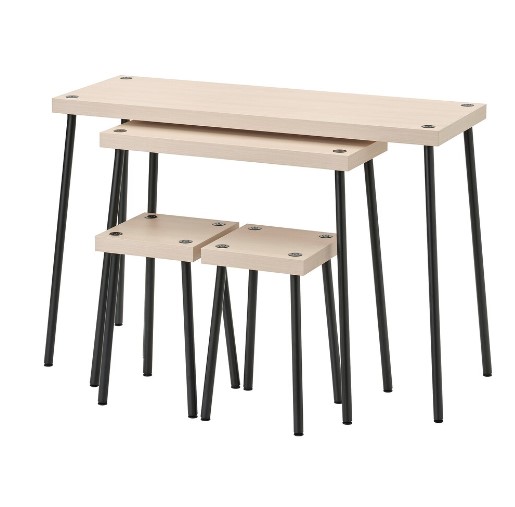 BỘ 2 BÀN LỒNG VÀ 2 GHẾ FRIDNÄS IKEA - BẠCH DƯƠNG/ĐEN