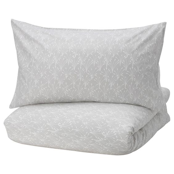 BỘ VỎ CHĂN GỐI SALTÖRT IKEA - TRẮNG XÁM 150x200 / 50x80 cm
