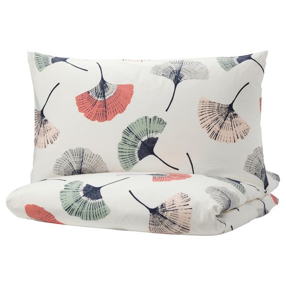 BỘ VỎ CHĂN GỐI TOVSIPPA IKEA - TRẮNG / HOA VĂN 200x230/50x80 cm