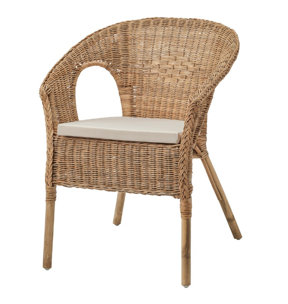 GHẾ BÀNH MÂY CÓ ĐỆM AGEN IKEA - NÂU