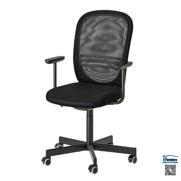 GHẾ VĂN PHÒNG CÓ TAY VỊN FLINTAN IKEA - ĐEN