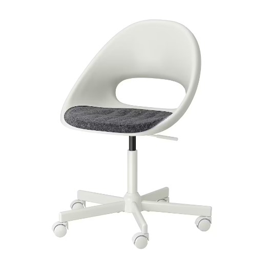 GHẾ XOAY CÓ ĐỆM LOBERGET / MALSKÄR IKEA - TRẮNG / XÁM ĐẬM