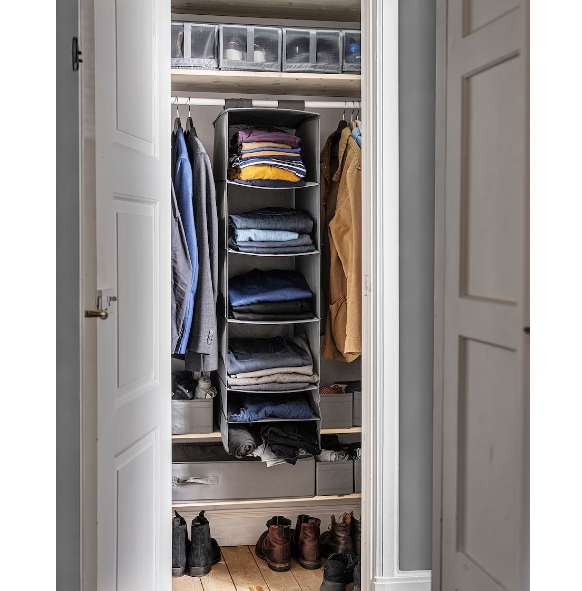 TỦ VẢI ĐỰNG QUẦN ÁO 6 NGĂN IKEA SKUBB IKEA XÁM ĐEN 35x45x125 cm